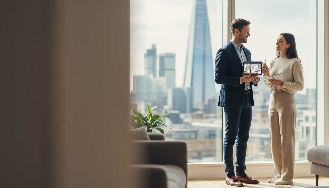 Procuro team consulting with clients in a Central London property